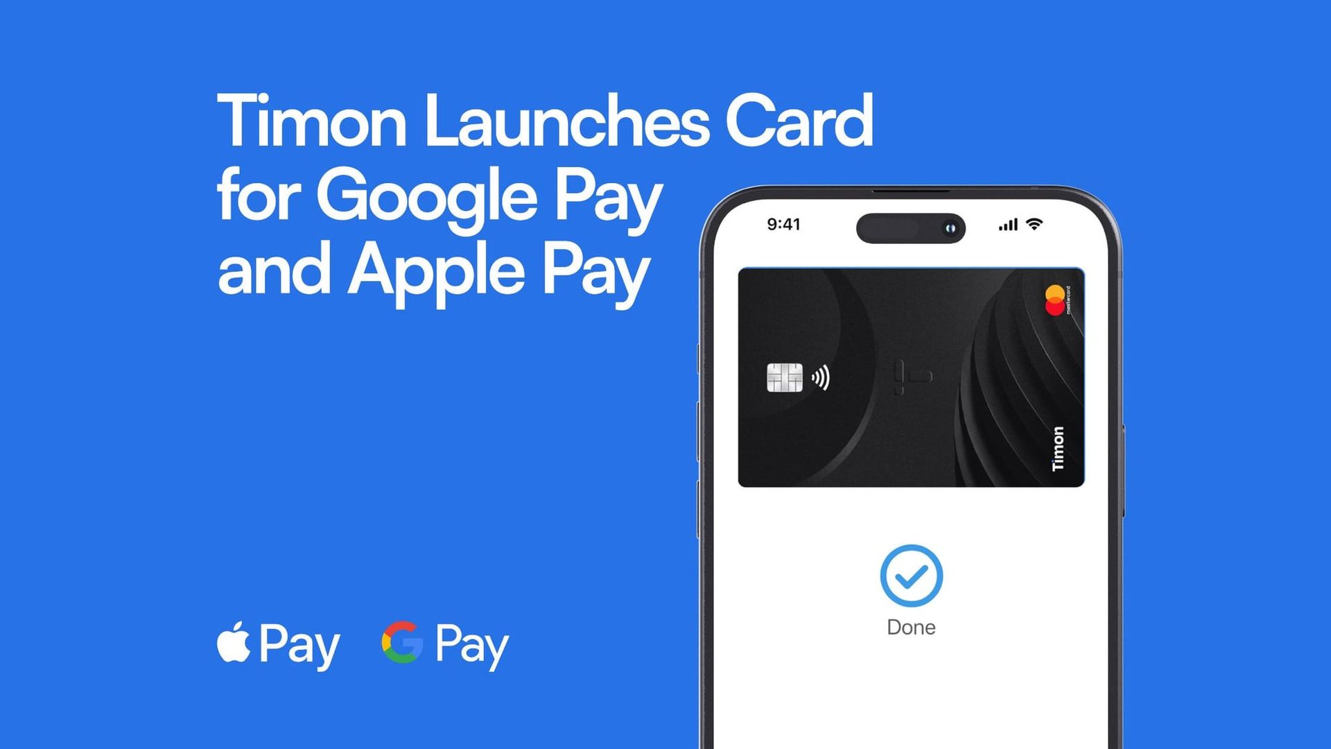 Timon virtual card with Apple Pay and Google Pay